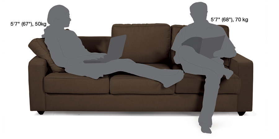 Fleming Fabric Sofa 3Seater Dark Brown